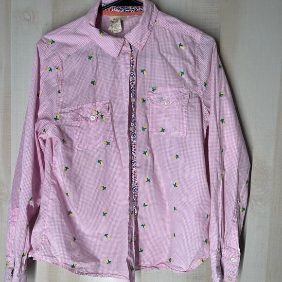 Matilda Jane pink and white check button front blouse top‎ long sleeve, large - Picture 8 of 13